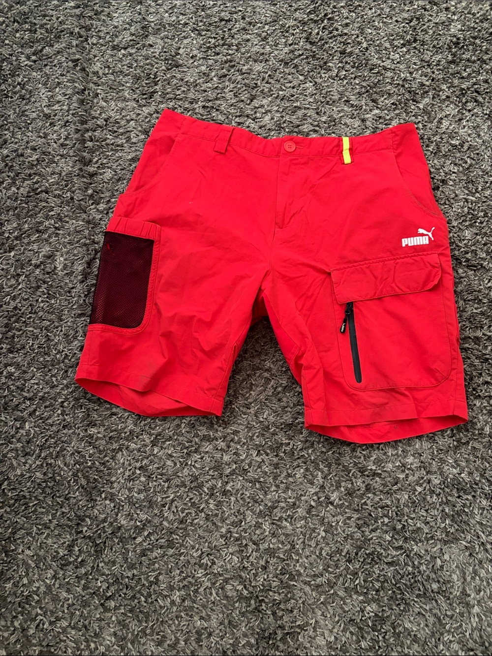 Puma Red Men's Cargo Shorts with Zipper Pocket